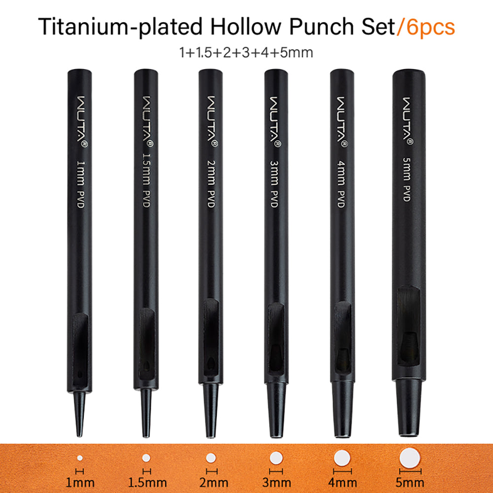 Leather Round Hole Punch Hollow Puncher Black Titanium Plated Punch Hole Tool | WUTA