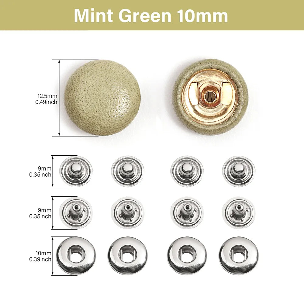 WUTA Bull Leather Covered Snap Buttons Decorative Snap Caps for Bags & Accessories