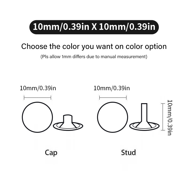 Brass Leather Rivet Double Cap Rivet 100set | WUTA