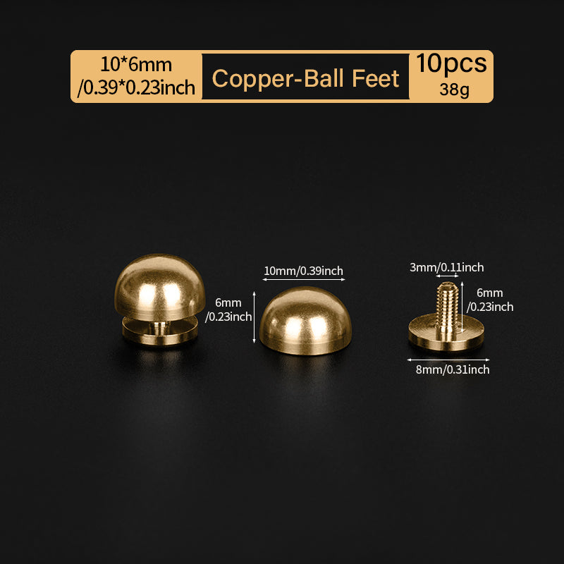 Solid Brass Leather Rivets Spike Studs Handbag Bottom Protecting Feet Nail Bucket Mushroom Screw Back Flat Rivet | WUTA