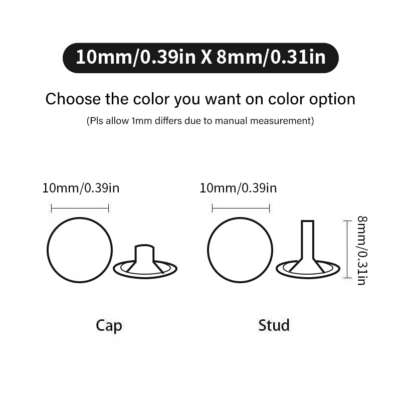 Brass Leather Rivet Double Cap Rivet 100set | WUTA