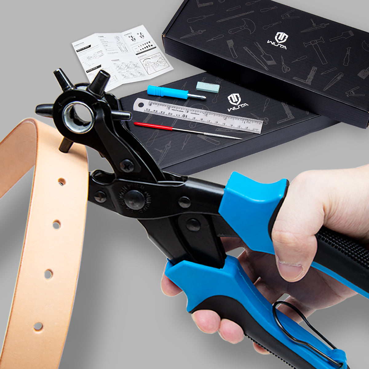 Blue PU Leather Suspender Belt W/ Hole Punch Belt Hole Puncher | Trendhim | 30 day return policy main image 2