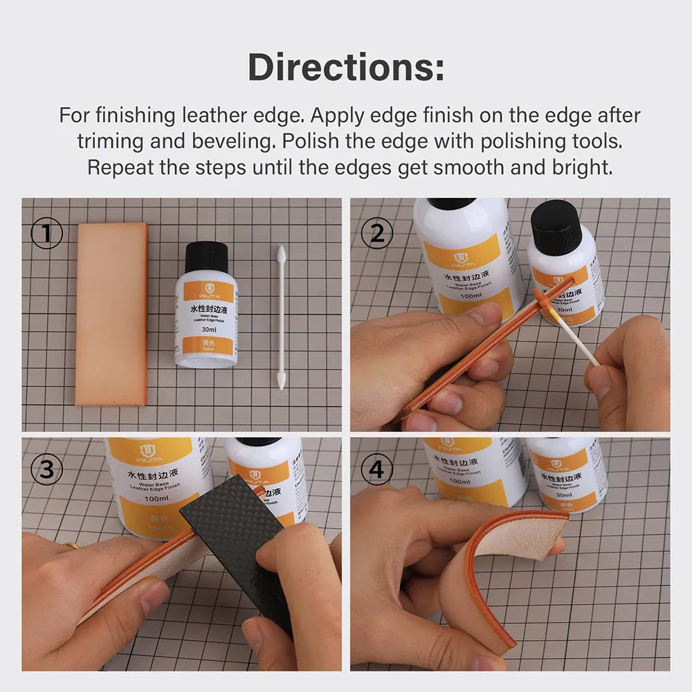 WUTA Leather Edge Paint 30/100ml – Water Based Edge Dye & Finish for Leather & Repair
