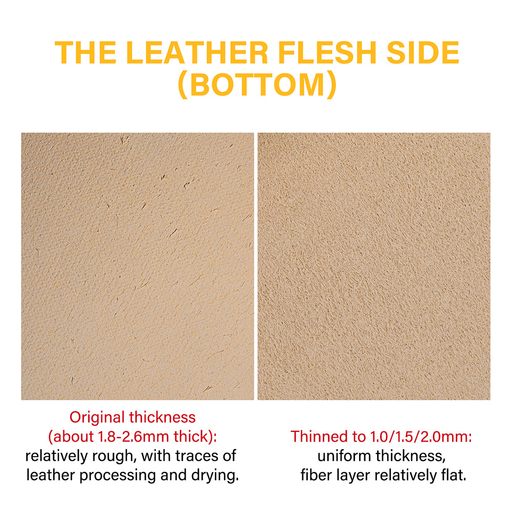 Full-Grain Natural Belly Leather Undyed Veg-Tan Cowskin Leather | WUTA