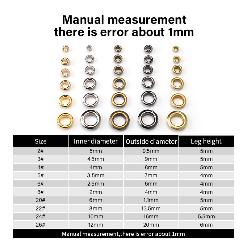 100sets Brass Eyelets with Washer Ring for Leathercraft | WUTA