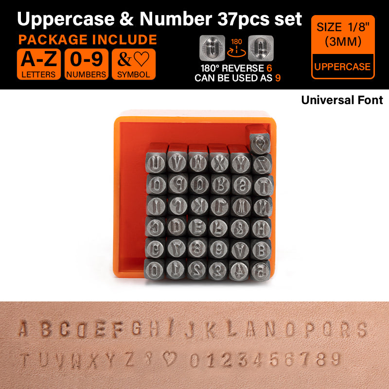 Leather Metal Stamping kit,1/8" (3mm) Stamped Steel Letter and Number Punch Jewelry Metal Stamps Set | WUTA