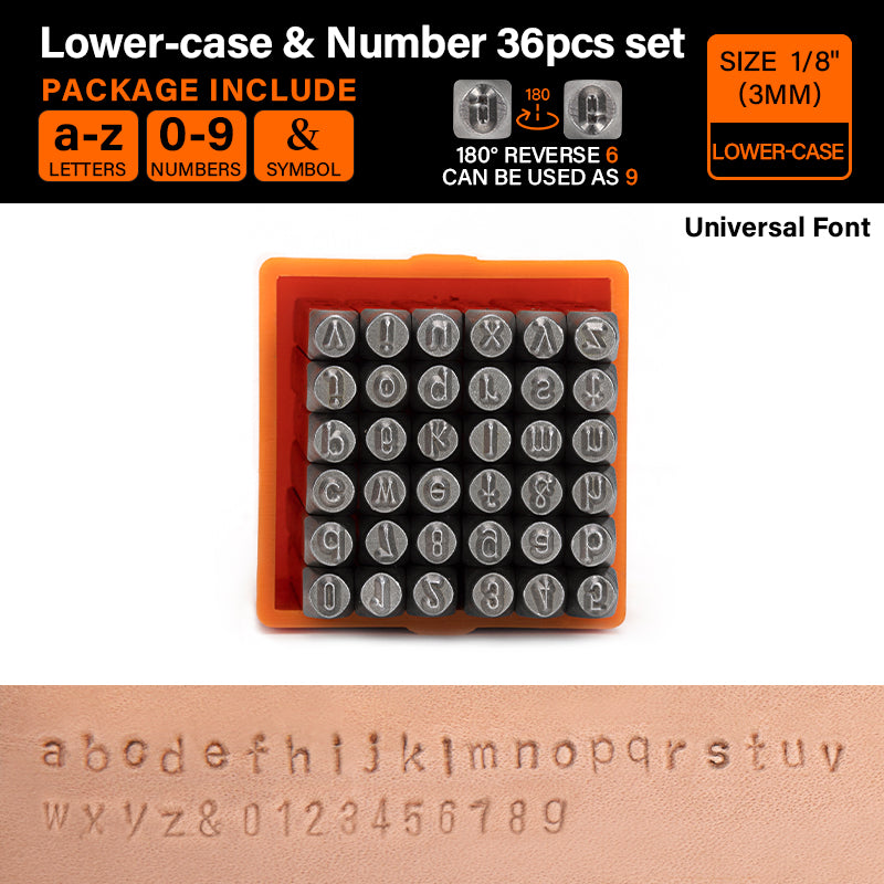 Leather Metal Stamping kit,1/8" (3mm) Stamped Steel Letter and Number Punch Jewelry Metal Stamps Set | WUTA