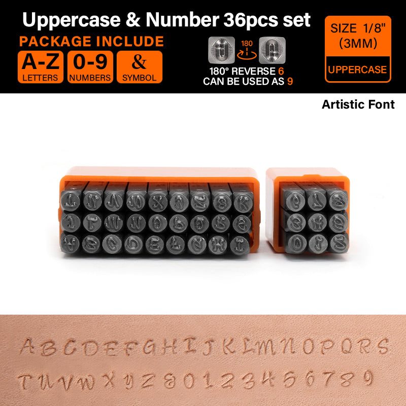 Leather Metal Stamping kit,1/8" (3mm) Stamped Steel Letter and Number Punch Jewelry Metal Stamps Set | WUTA