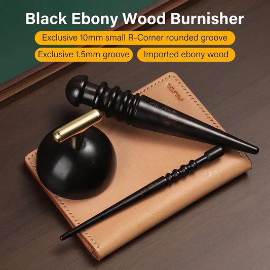 Upgrade Leather Edge Burnisher Ebony Black Wood Leather Polishing Tool Polishing Sticker  | WUTA