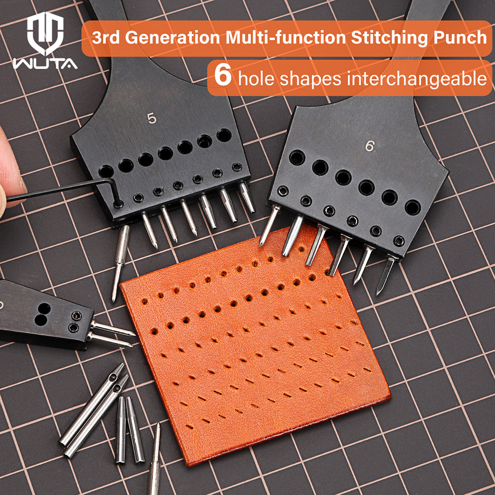 3G Leather Punches Head Replaceable Pricking Iron Removable Diamond Olive Round Hole French Style Chisel DIY Craft Tools| WUTA