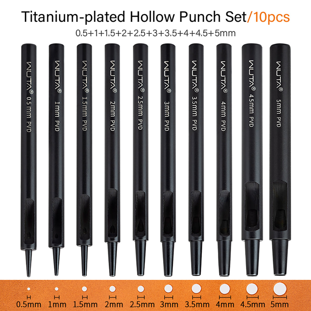 Leather Round Hole Punch Hollow Puncher Black Titanium Plated Punch Hole Tool | WUTA