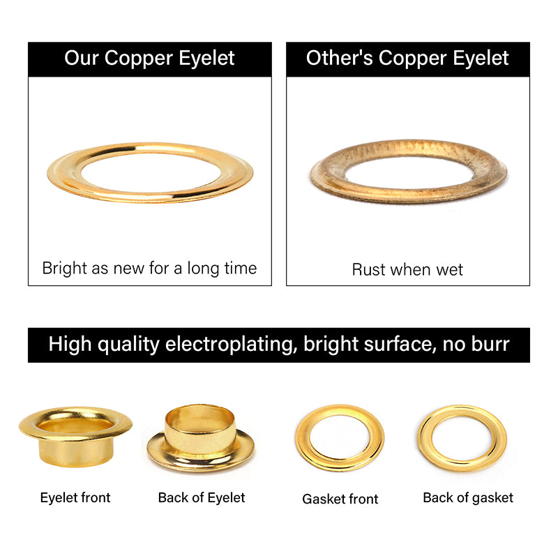 100sets Brass Eyelets with Washer Ring for Leathercraft | WUTA