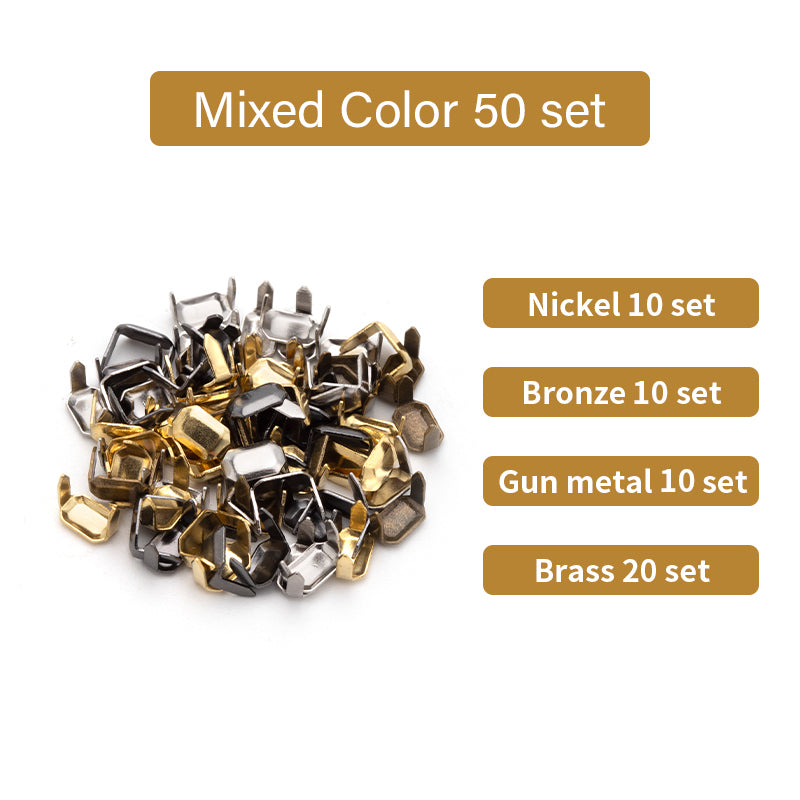 50/100 Set Solid Brass Claw Studs Belts/Leathercraft Rivets | WUTA