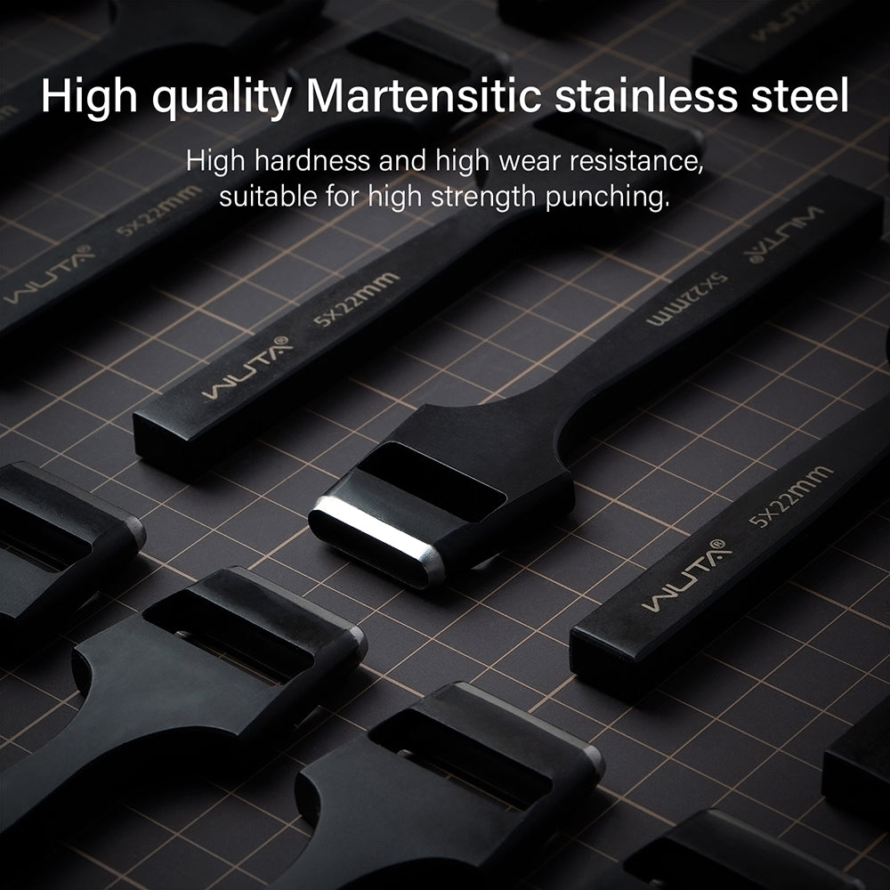 WUTA Leather Belt Hole Puncher Oval Hole Strap Watch Band Flat Punches Heavy Duty Oblong Punch Tools