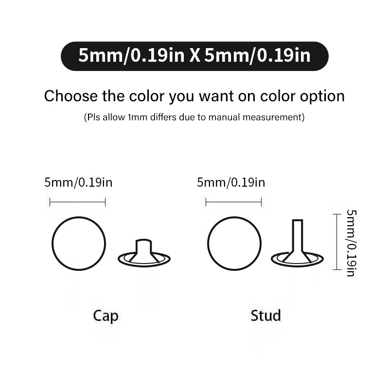 Brass Leather Rivet Double Cap Rivet 100set | WUTA