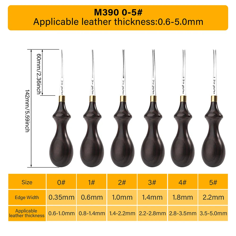 Leather Edge Beveler PRO M390/DC53 Die Steel available 6 Sizes | WUTA