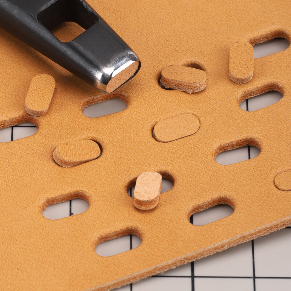 WUTA Leather Belt Hole Puncher Oval Hole Strap Watch Band Flat Punches Heavy Duty Oblong Punch Tools