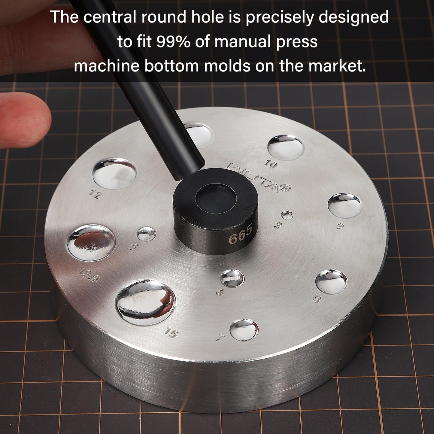 Snap Button Leather Craft Tools Rivet Setter Base 3/4/5/6/7/8/9/10/11/12/12.5/15mm | WUTA