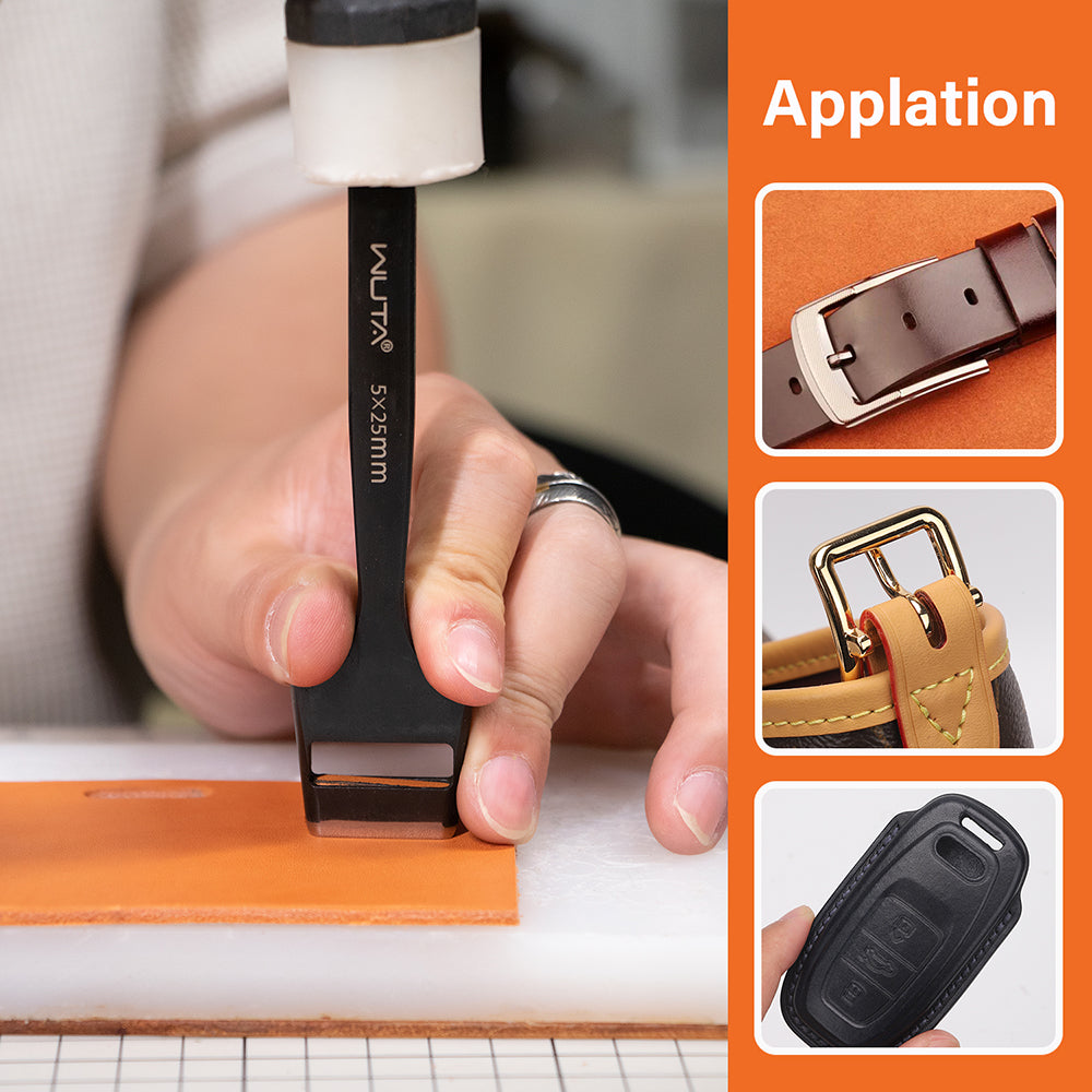 WUTA Leather Belt Hole Puncher Oval Hole Strap Watch Band Flat Punches Heavy Duty Oblong Punch Tools