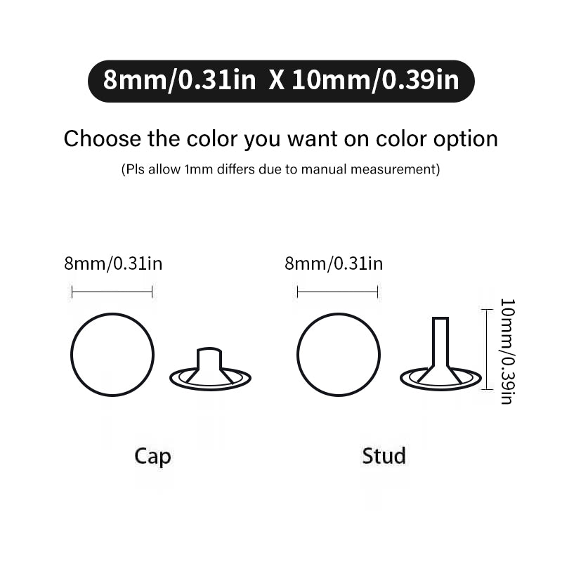 Brass Leather Rivet Double Cap Rivet 100set | WUTA