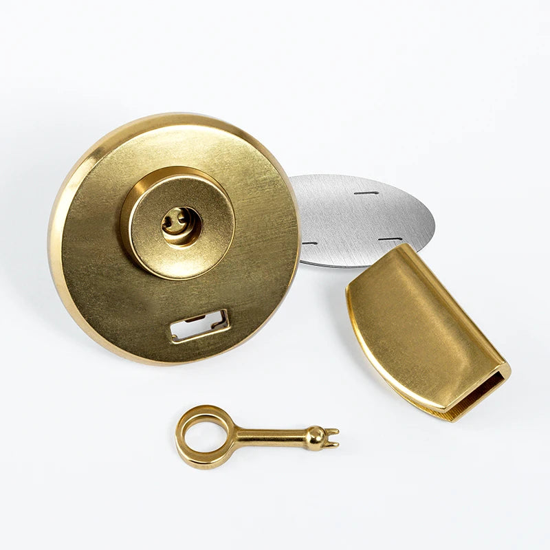 WUTA 100% Brass Bag Lock Accessories Vintage Round Twist Lock Key Metal Insert Lock