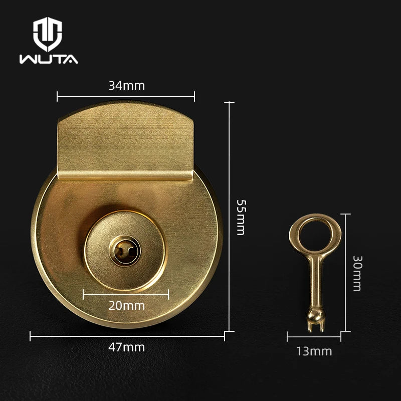 WUTA 100% Brass Bag Lock Accessories Vintage Round Twist Lock Key Metal Insert Lock