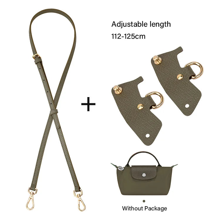 WUTA Bag Transformation for Longchamp mini Straps Punch-free Long Real Leather Shoulder Strap Crossbody Strap