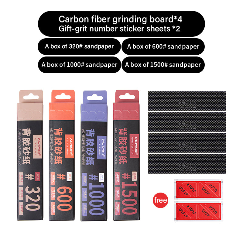 320 600 1000 1500 Grinding Sandpaper Sheets Carbon Fiber Board Set Self Adhesive Sticky Sand Paper | WUTA