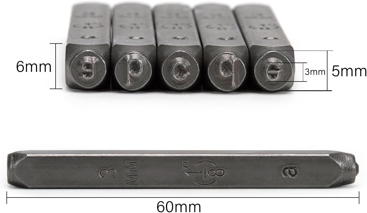 Leather Metal Stamping kit,1/8" (3mm) Stamped Steel Letter and Number Punch Jewelry Metal Stamps Set | WUTA