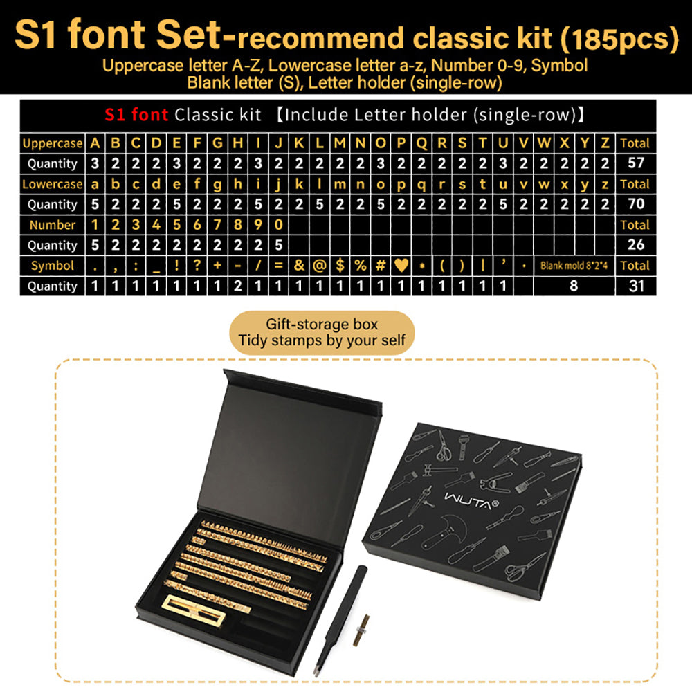 Brass Stamping Letters Kits Numbers Alphabets Symbols Characters Embossing Molds Brass Stamps Letter Number Alphabet Symbol Custom Logo for Hot Foil Stamping Machine | WUTA