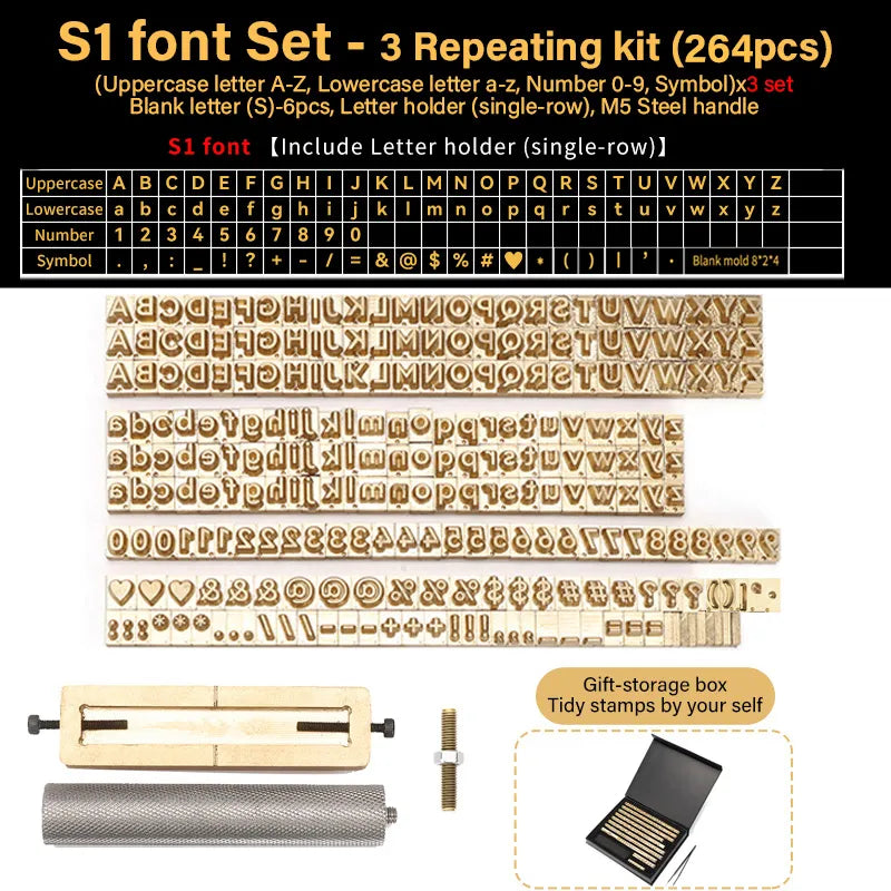 Brass Stamping Letters Kits Numbers Alphabets Symbols Characters Embossing Molds Brass Stamps Letter Number Alphabet Symbol Custom Logo for Hot Foil Stamping Machine | WUTA
