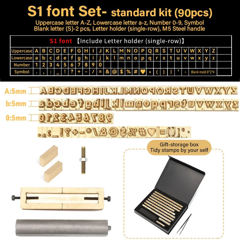 Brass Stamping Letters Kits Numbers Alphabets Symbols Characters Embossing Molds Brass Stamps Letter Number Alphabet Symbol Custom Logo for Hot Foil Stamping Machine | WUTA