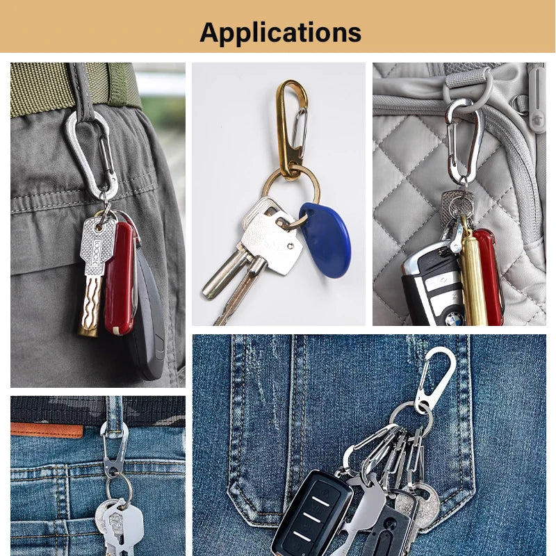 WUTA Gold Brass Keychain Camping Buckle Spring Snap Smooth Keychains