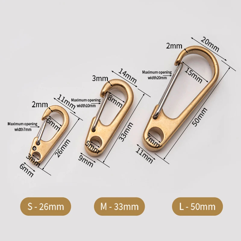 WUTA Gold Brass Keychain Camping Buckle Spring Snap Smooth Keychains