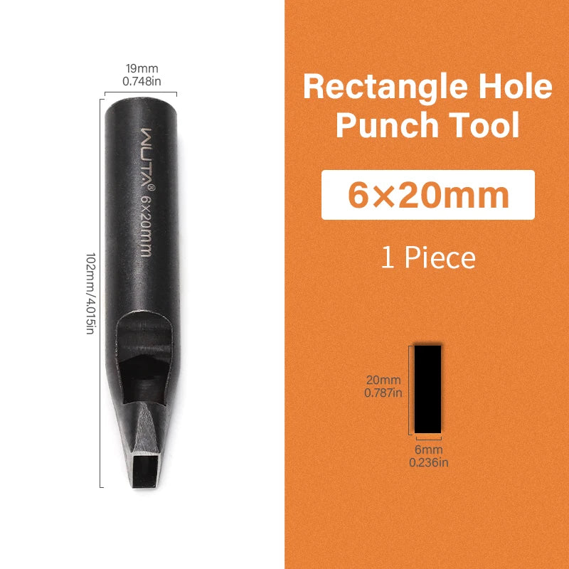 WUTA 1pc Anti-Rust Leather Hollow Punch Rectangle Slot Puncher Oblong Hole Cutter