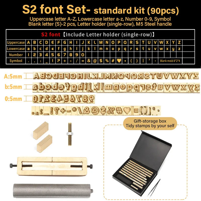 Brass Stamping Letters Kits Numbers Alphabets Symbols Characters Embossing Molds Brass Stamps Letter Number Alphabet Symbol Custom Logo for Hot Foil Stamping Machine | WUTA