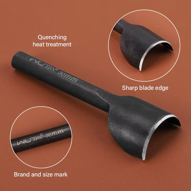WUTA 1Pc Half-Round Punch Arc-Shaped Clear Sharp Punch Leather Craft Cutter Strap Anti-rust Tool
