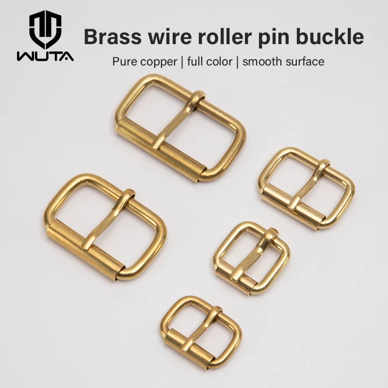 Senior Solid Brass Belt Buckle Center Bar Roller Buckle | WUTA