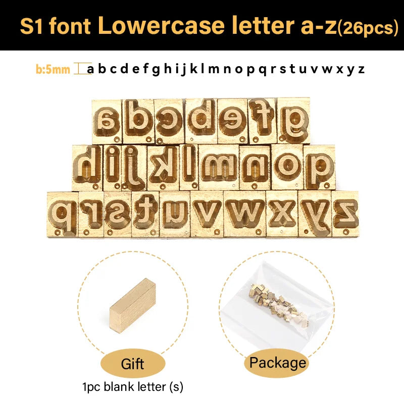 Brass Stamping Letters Kits Numbers Alphabets Symbols Characters Embossing Molds Brass Stamps Letter Number Alphabet Symbol Custom Logo for Hot Foil Stamping Machine | WUTA
