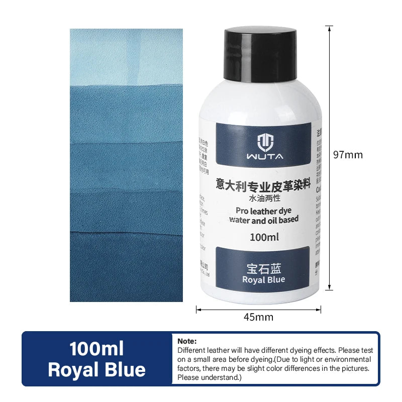 100ml Pro Leather Dye Water & Oil Based Penetrating Permanent Dye DIY Coloring Uncoated Leather | WUTA