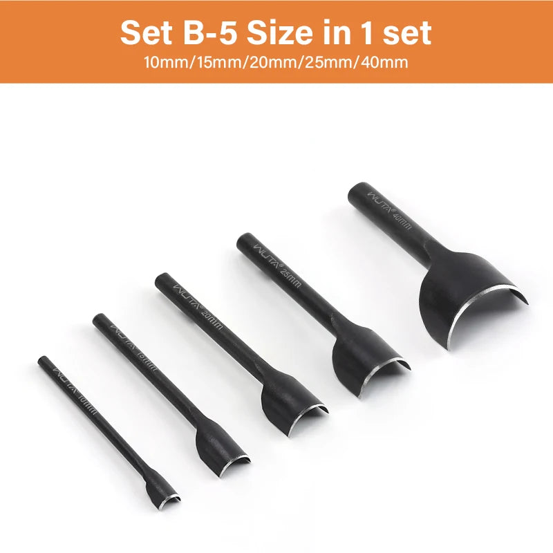 5-11 Pcs Carbon Steel 1/2 Half Round End Punch Leather Tools Sets| WUTA