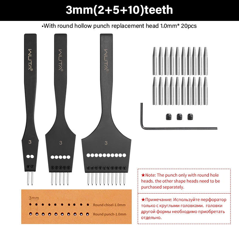 3G Leather Punches Head Replaceable Pricking Iron Removable Diamond Olive Round Hole French Style Chisel DIY Craft Tools| WUTA