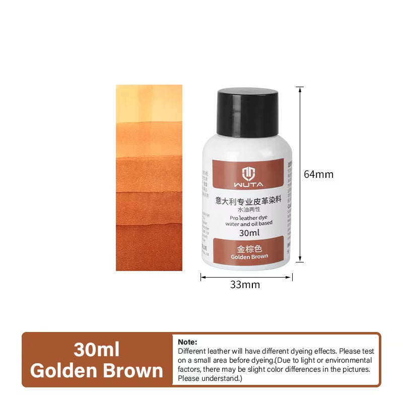 WUTA 30ml Italy Leather Dye Water & oil Based Penetrating,Permanent Dye DIY Coloring Uncoated Leather