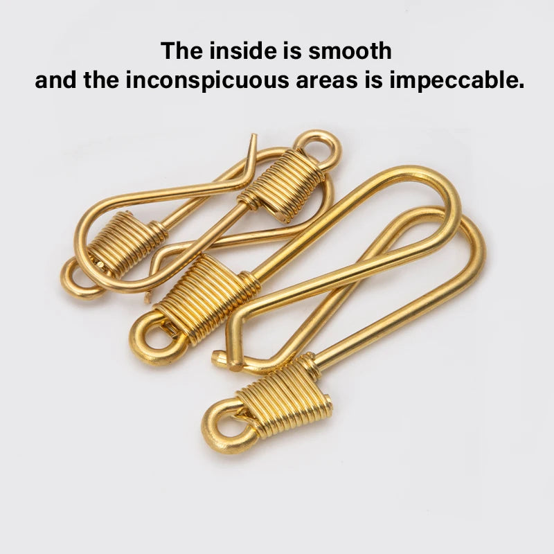 WUTA Brass Retro Wire Winding Keychain U Shape Gold Polished Soft Hook For Wallet Key Chain