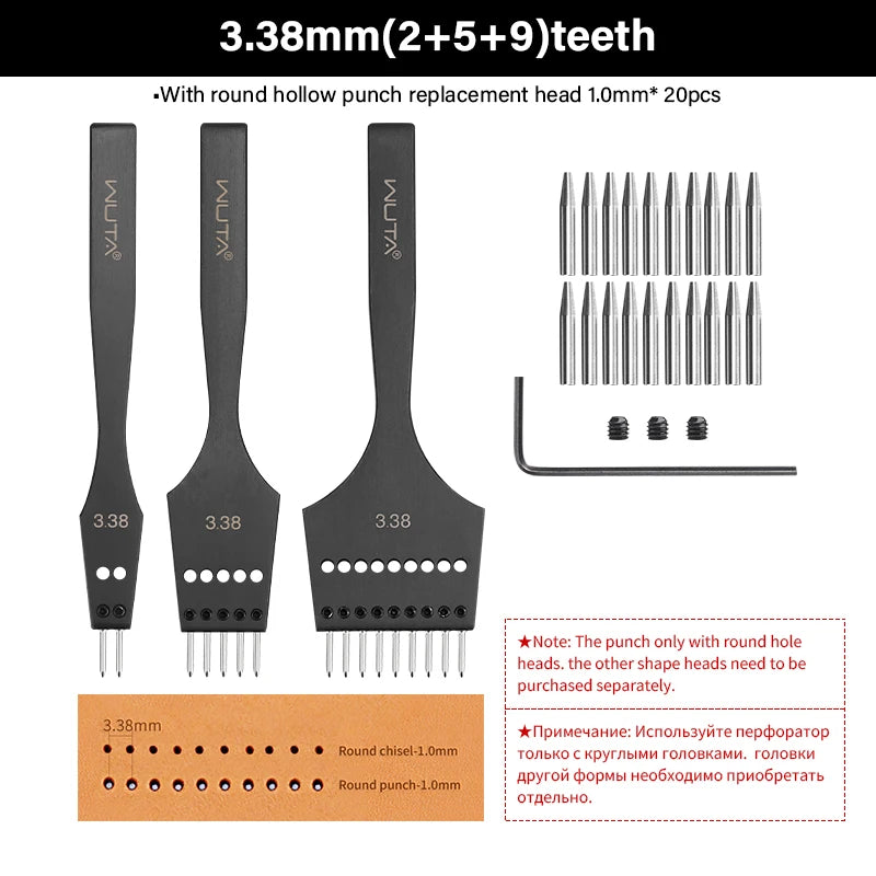 3G Leather Punches Head Replaceable Pricking Iron Removable Diamond Olive Round Hole French Style Chisel DIY Craft Tools| WUTA