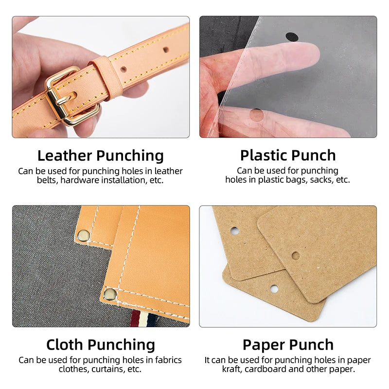 Leather Round Hole Punch Hollow Puncher Black Titanium Plated Punch Hole Tool | WUTA