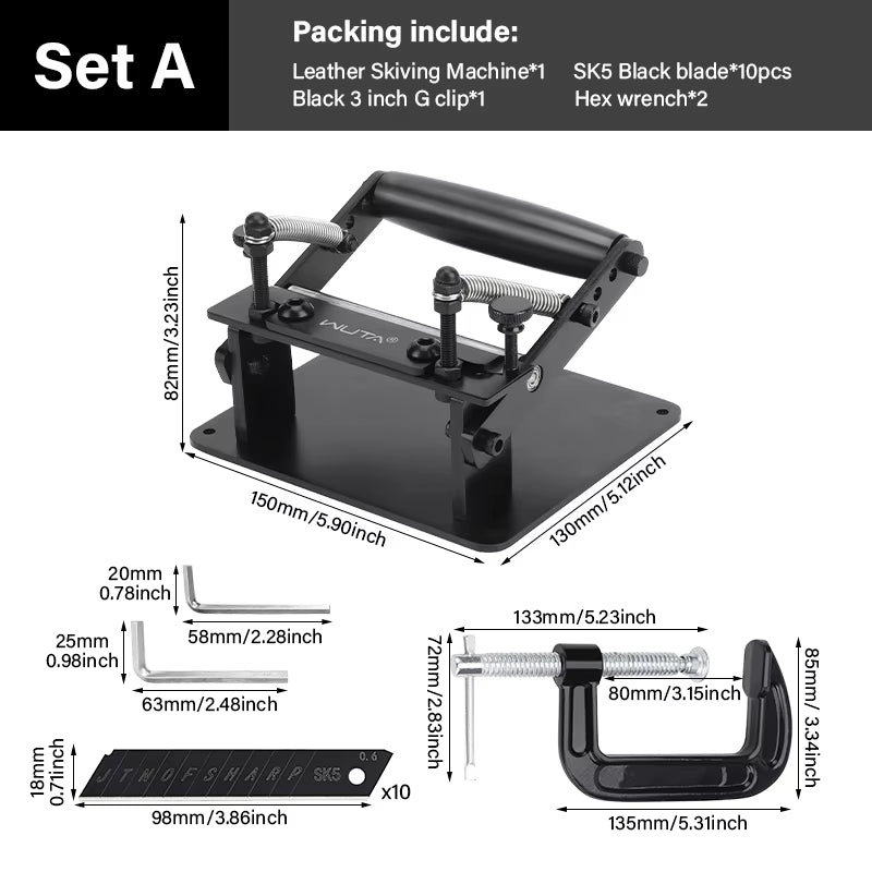 WUTA Leather Splitter Machine, Manual Leather Skiving Tool for Precise Leather Thinning and Splitting