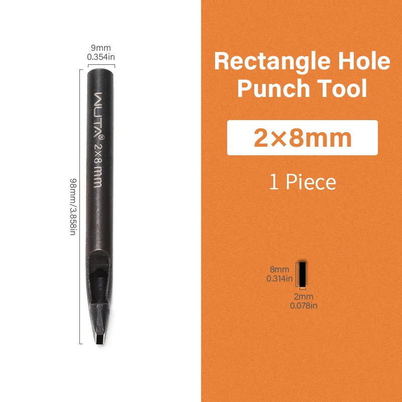 WUTA 1pc Anti-Rust Leather Hollow Punch Rectangle Slot Puncher Oblong Hole Cutter