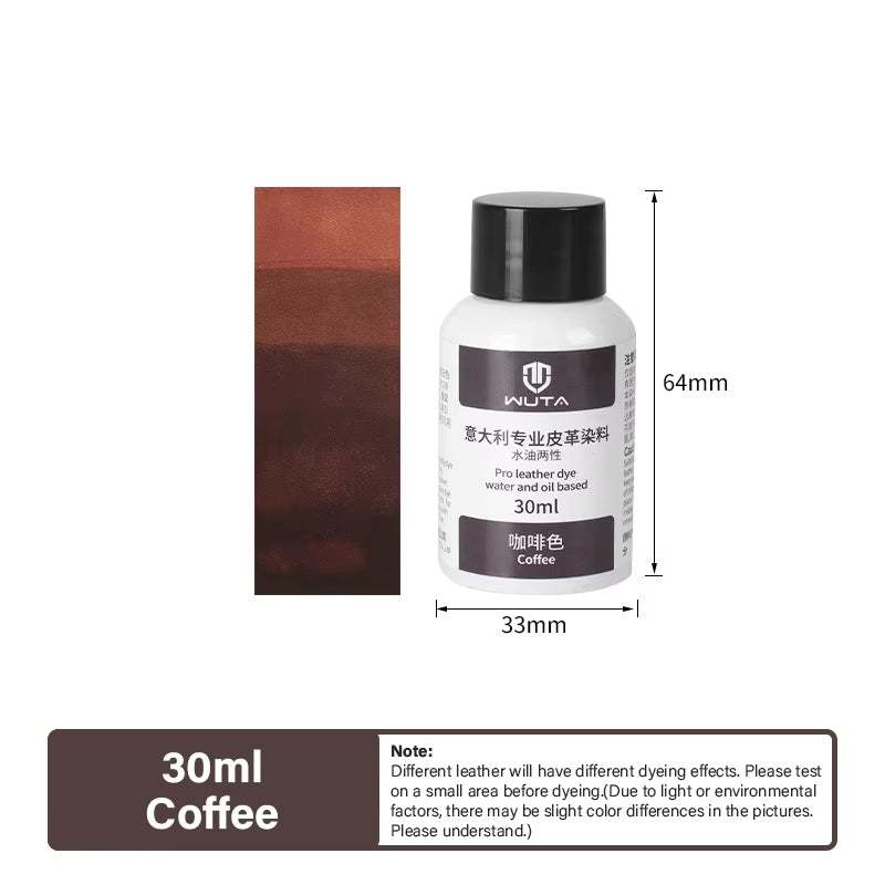 WUTA 30ml Italy Leather Dye Water & oil Based Penetrating,Permanent Dye DIY Coloring Uncoated Leather