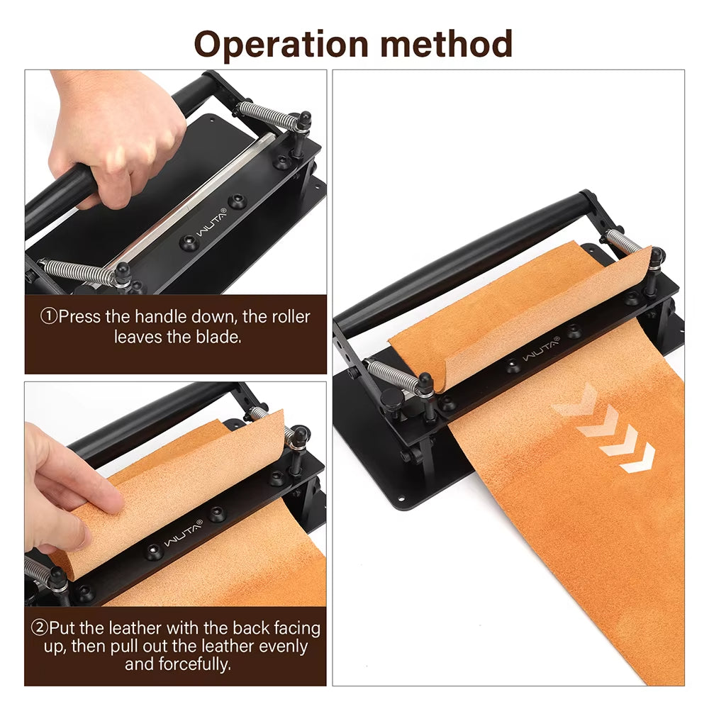 WUTA Leather Splitter Machine, Manual Leather Skiving Tool for Precise Leather Thinning and Splitting